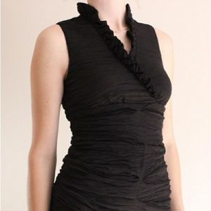 NWT CALVIN KLEIN BODY CON RUCHED BLACK DRESS SZ 6